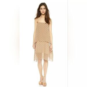THEORY 100% Silk Tiered Sun Dress Spaghetti Strap Flowy Size Large Summer